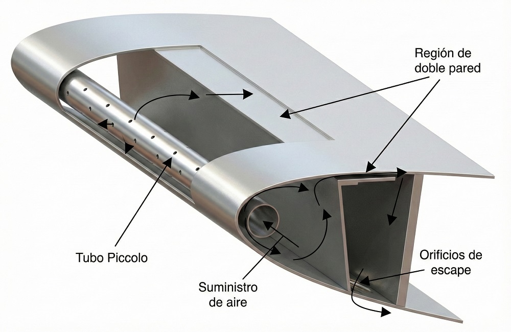 esquema de tubos piccolo dentro del slat